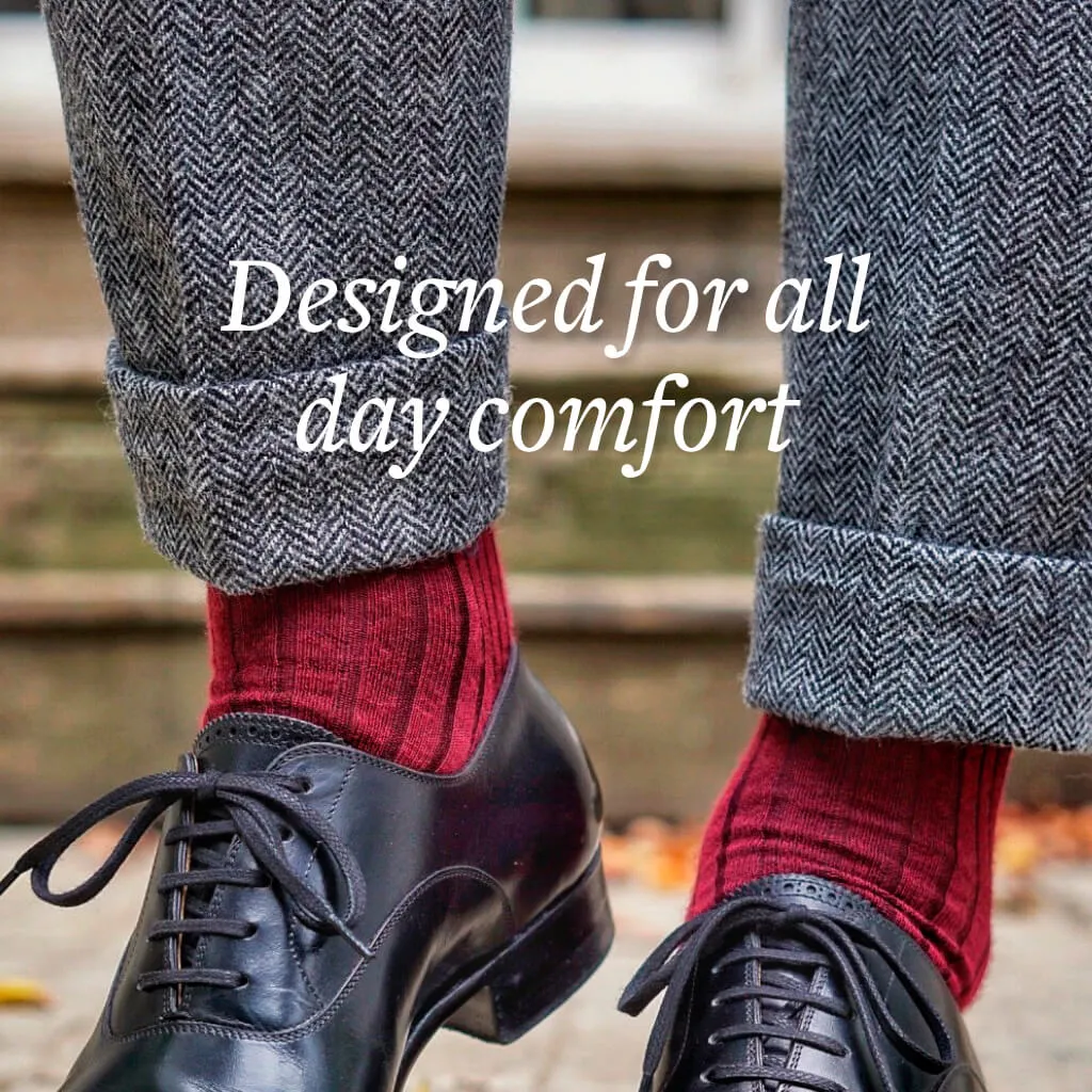 Burgundy Merino Wool Over the Calf Dress Socks