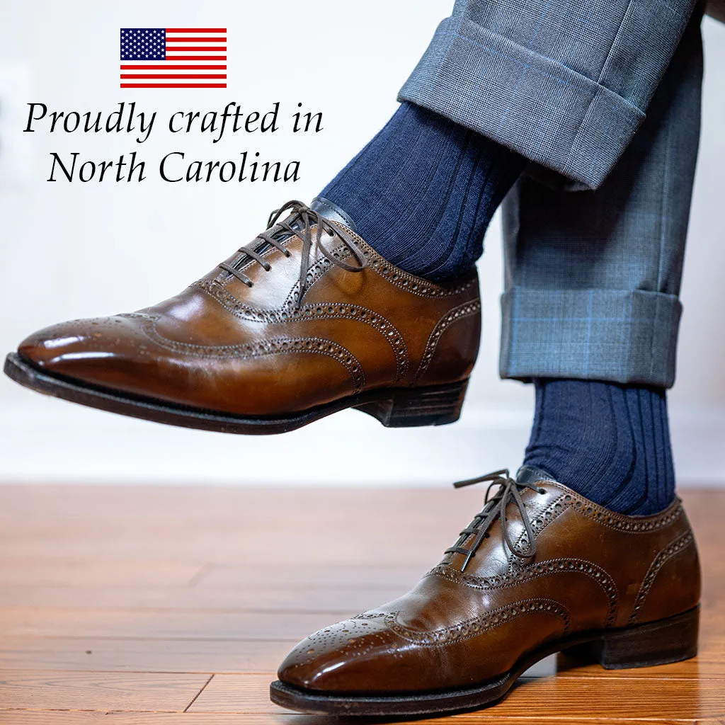 Navy Merino Wool Over the Calf Dress Socks