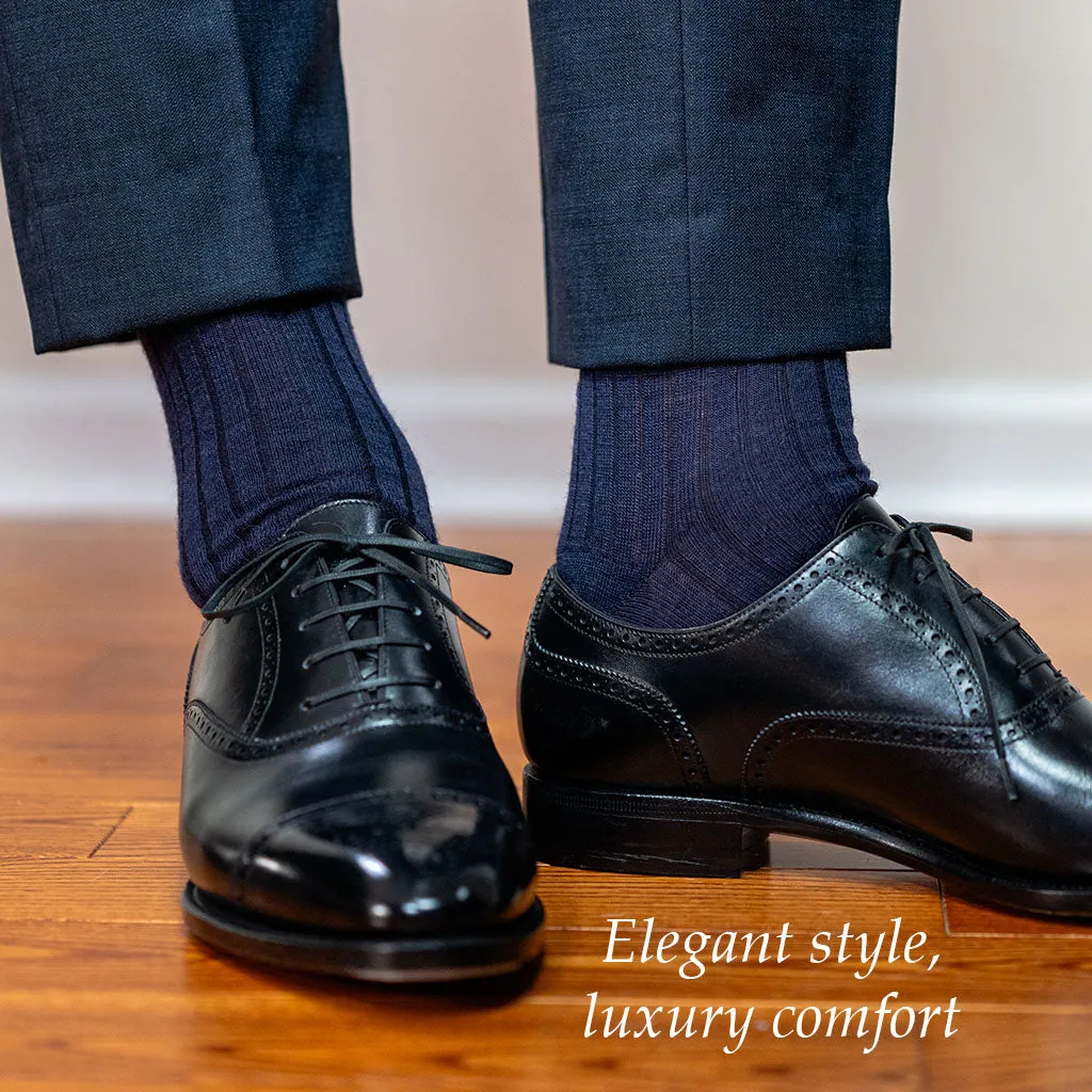 Navy Merino Wool Over the Calf Dress Socks