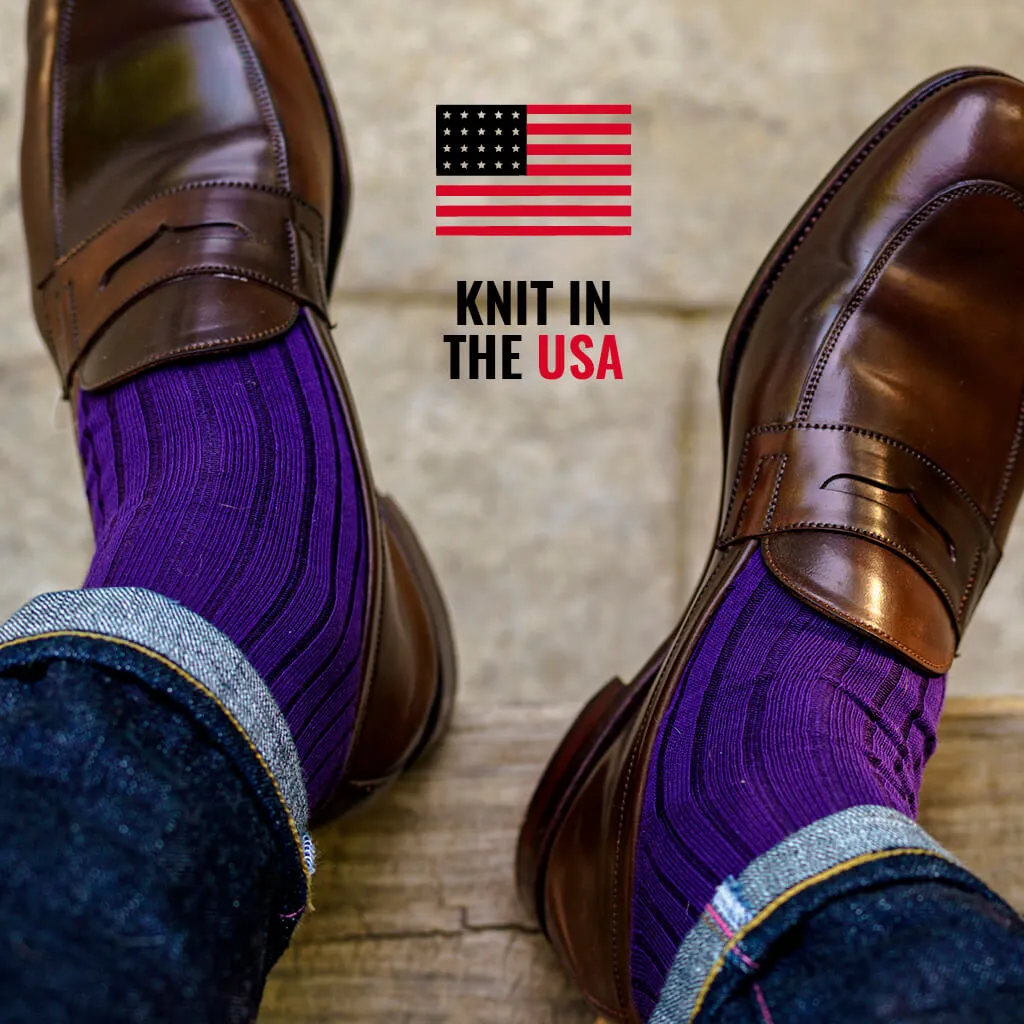 Purple Cotton Mid Calf Dress Socks