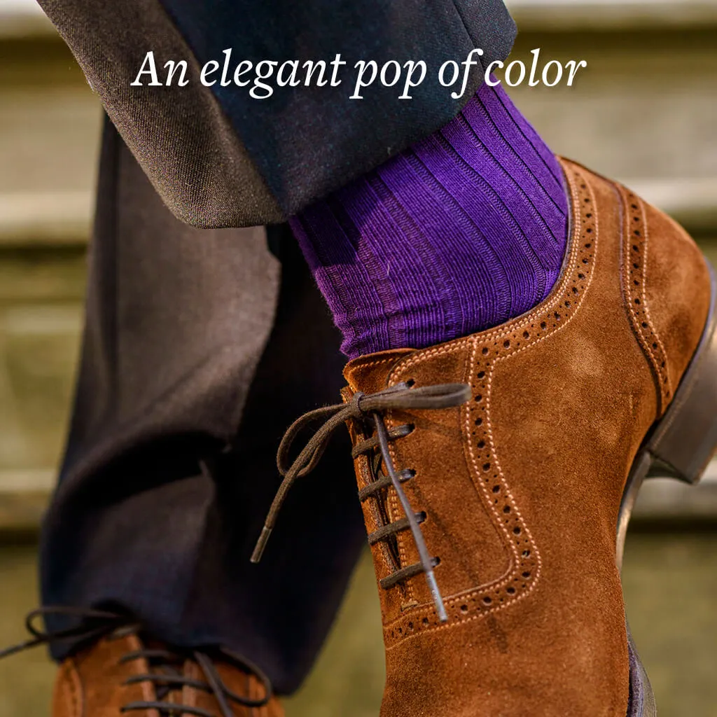 Purple Cotton Mid Calf Dress Socks