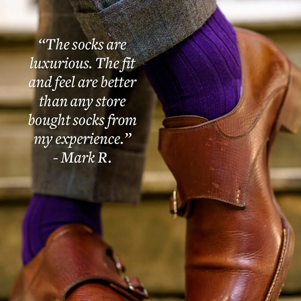 Purple Cotton Mid Calf Dress Socks