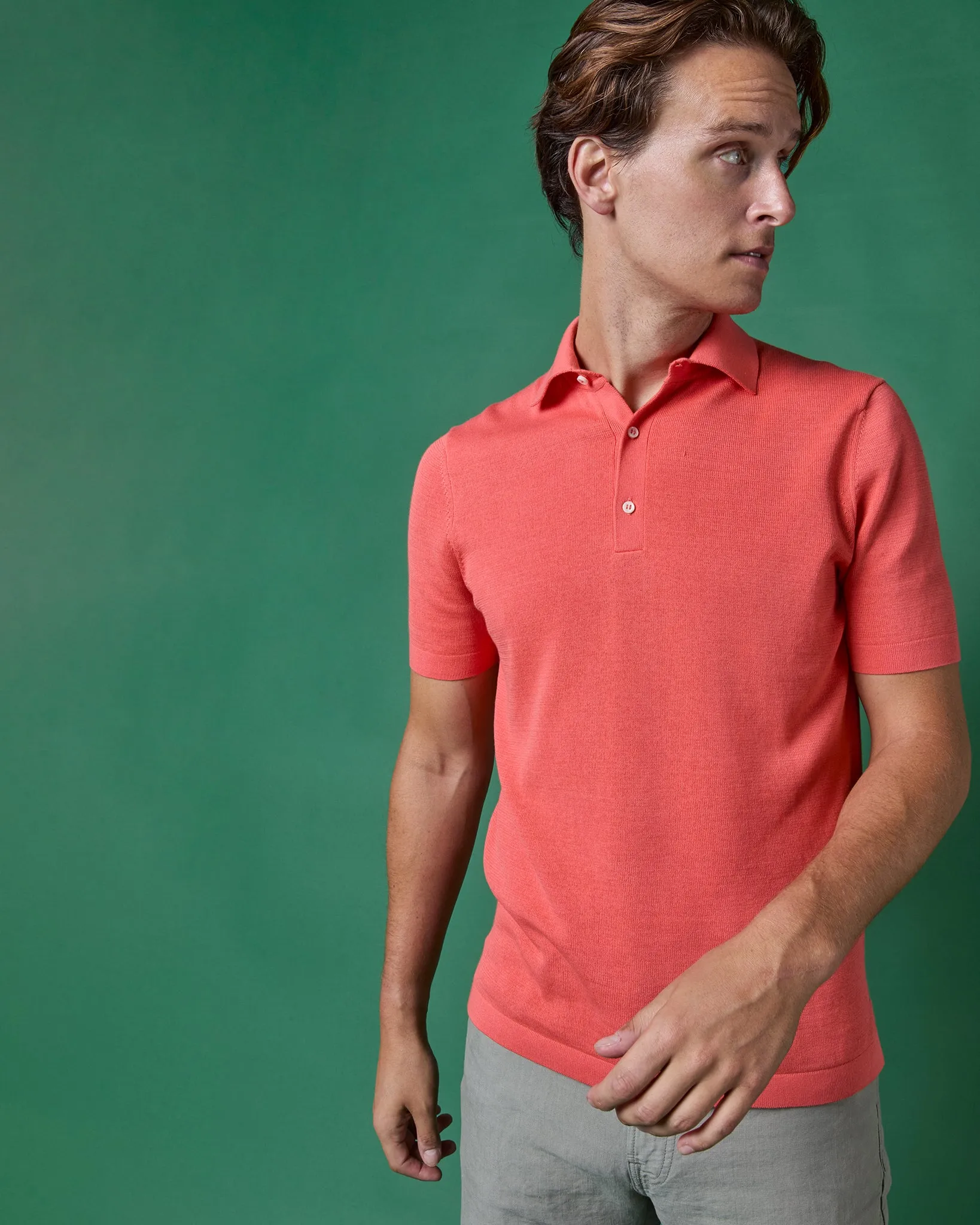 Rally Polo Sweater in Papaya Cotton