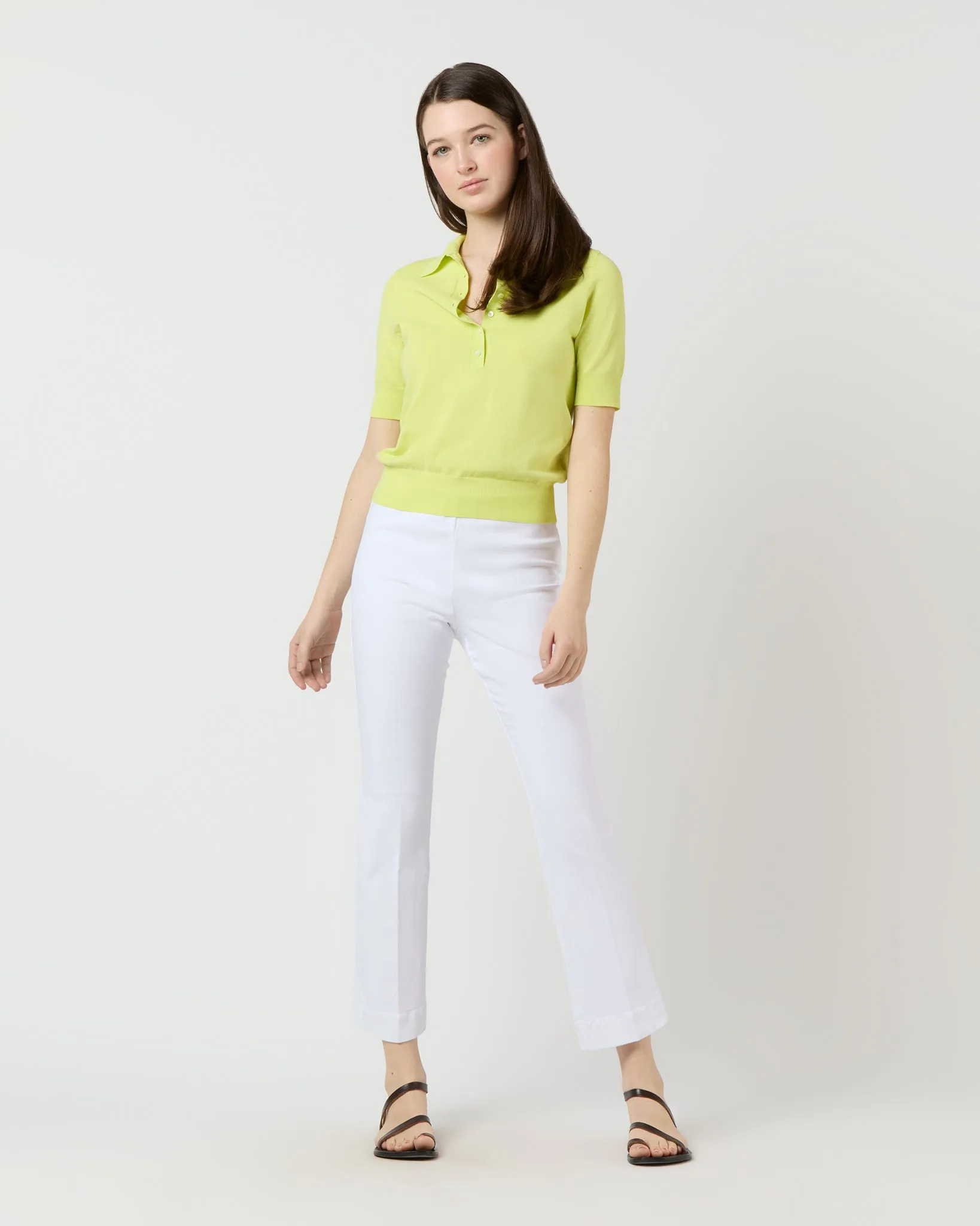 Tasha Polo Sweater in Citron Ice Cotton