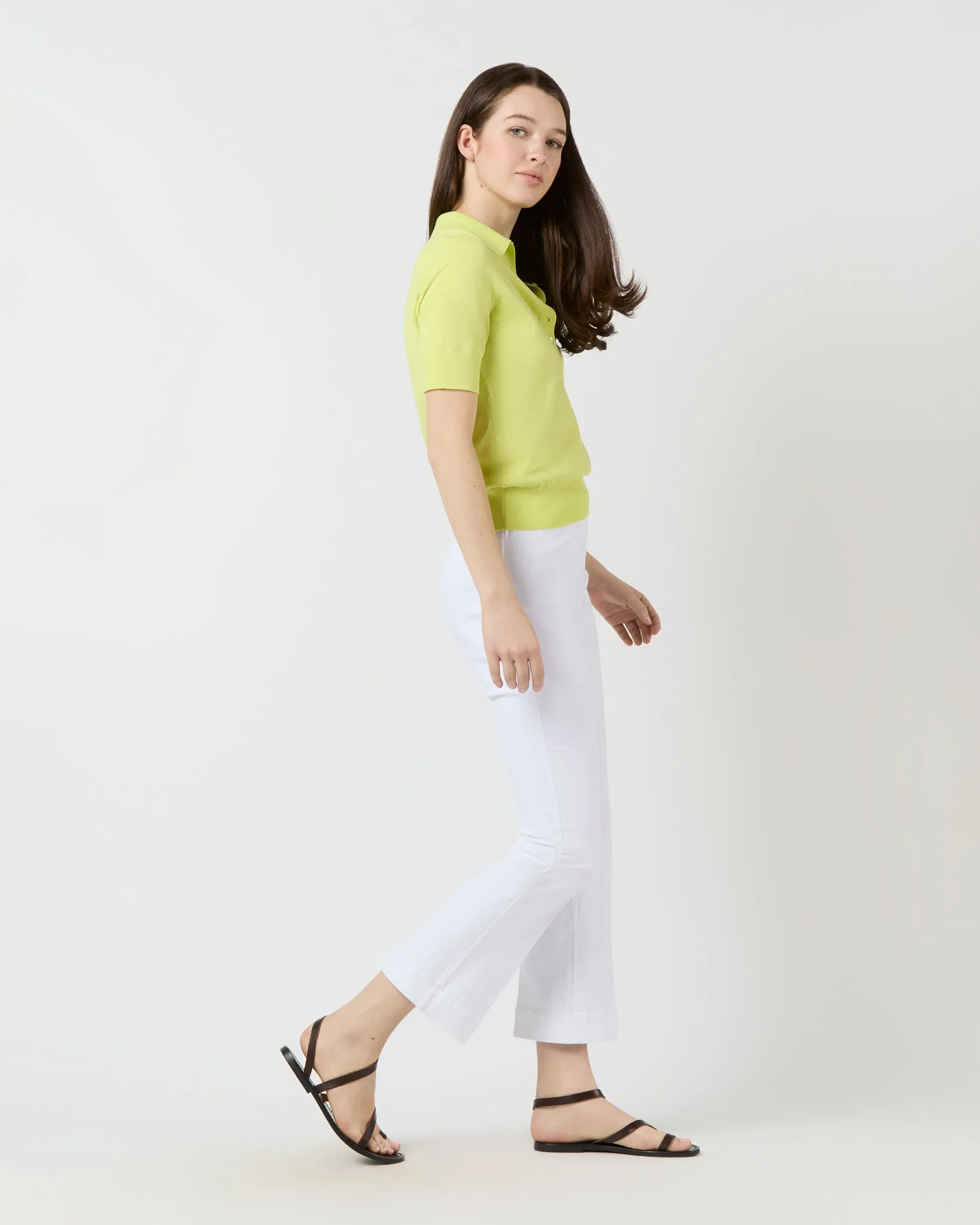 Tasha Polo Sweater in Citron Ice Cotton
