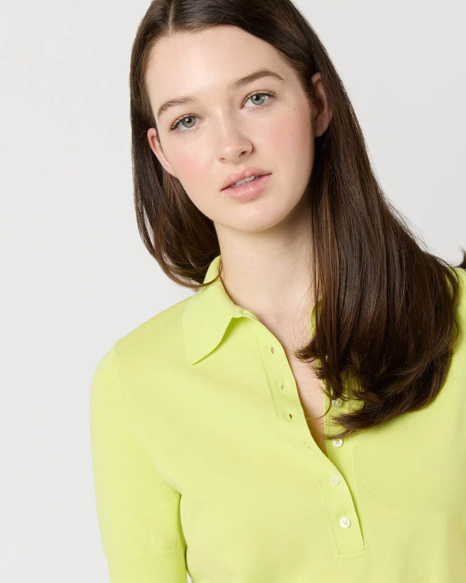 Tasha Polo Sweater in Citron Ice Cotton