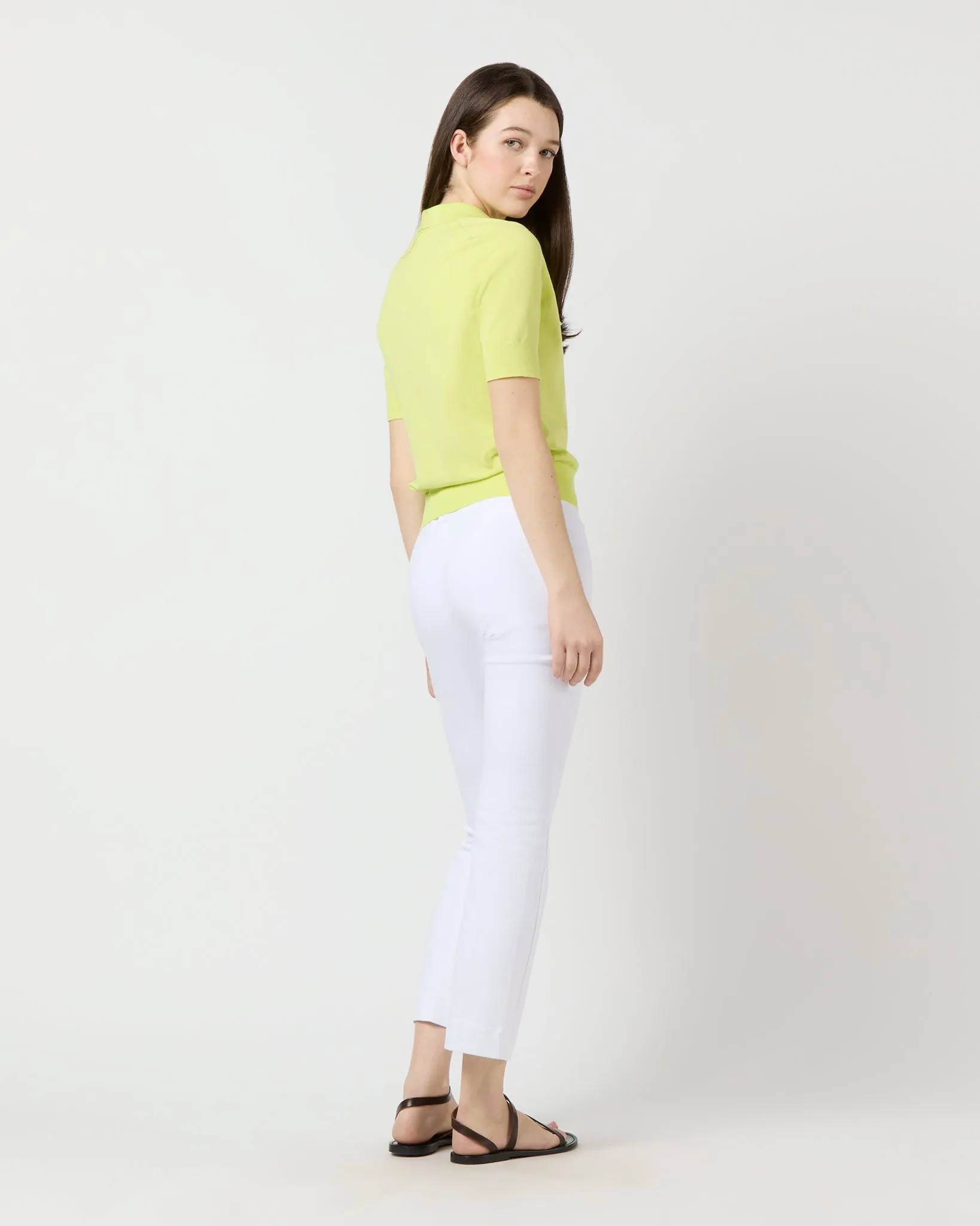 Tasha Polo Sweater in Citron Ice Cotton