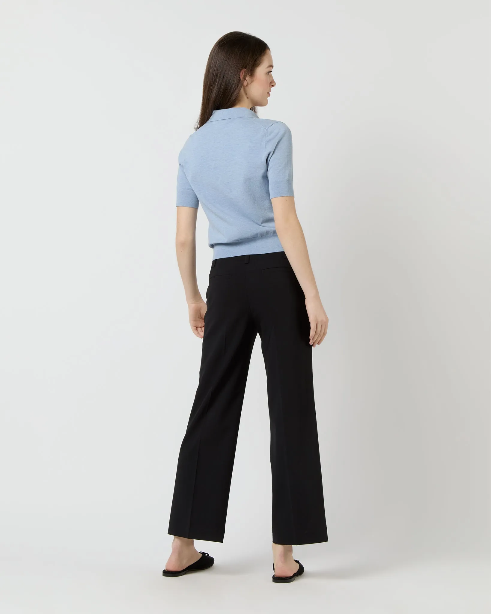 Tasha Polo Sweater in Pale Heather Sky Cotton