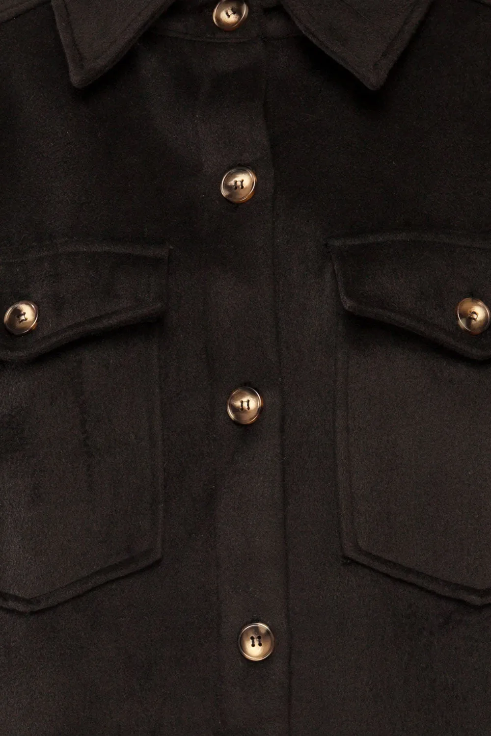 Vaagen Black | Oversized Velvet Shirt Jacket w/ Pockets